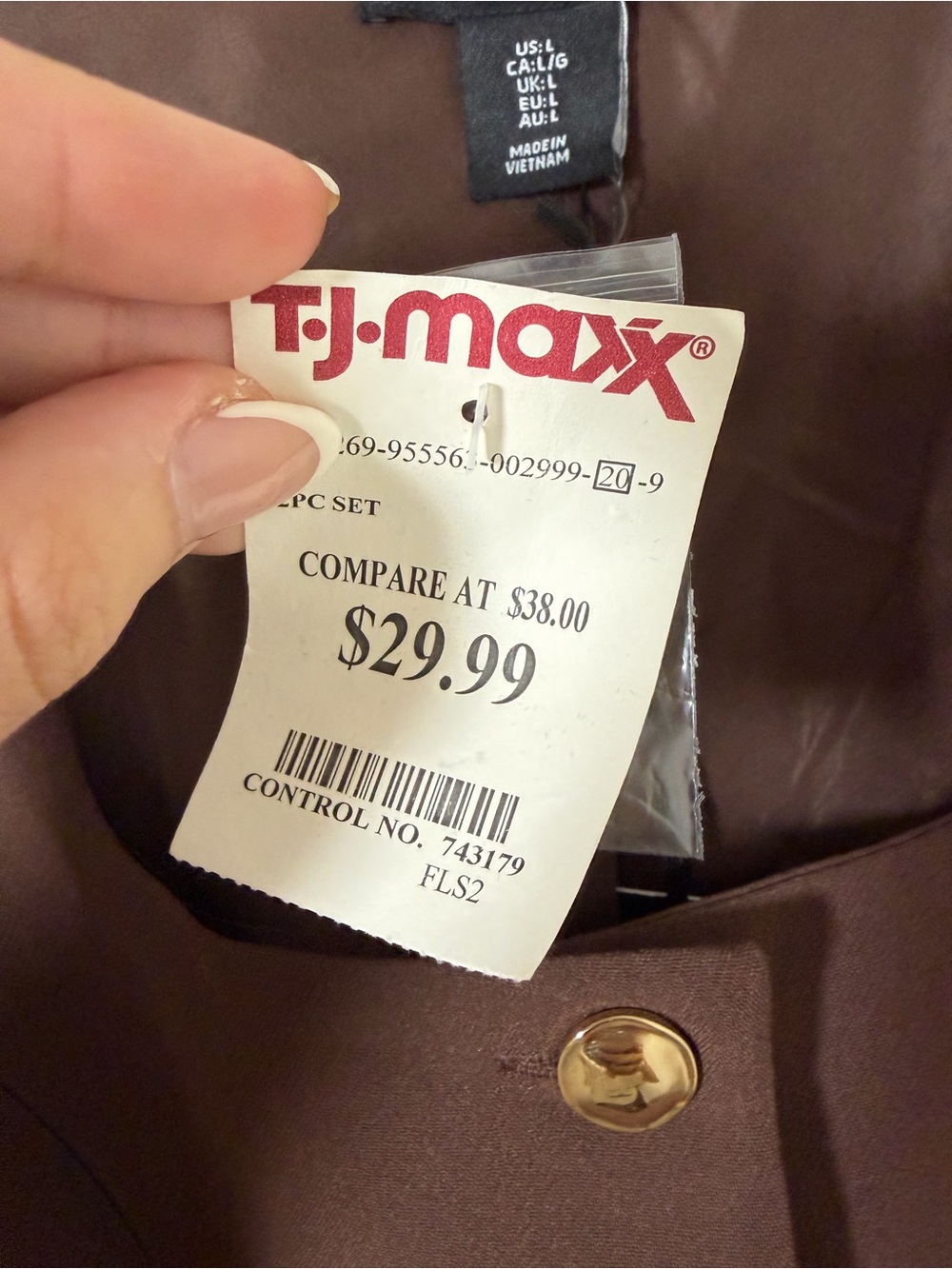 NWT Brown Button-Front Tailored Vest and Skirt Set - size Large - Picture 2 of 8